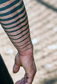 arm simple black striped tribal tattoo pattern