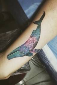 arm colored medium-sized whale tattoo pattern