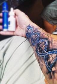 persoonlijkheid arm blauw DNA symbool tattoo patroon