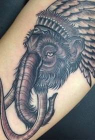 cool black Indian mammoth arm tattoo pattern
