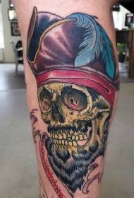 arm realistic color pirate skull hat tattoo pattern