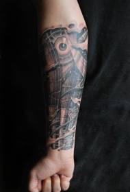 arm biomechanical mechanical muscle and eye tattoo pattern