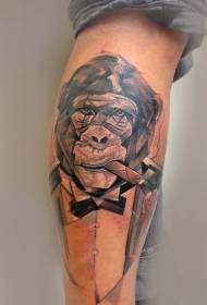 calf cool black and white orangutan and pipe tattoo pattern