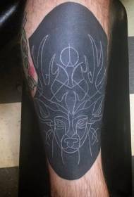 Fun white line deer arm tattoo pattern