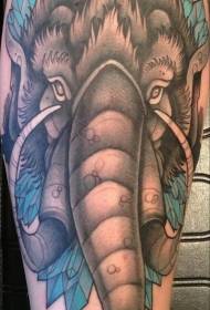 arm wonderful colorful mammoth head Tattoo pattern