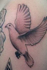 big black and white dove and rose tattoo pattern