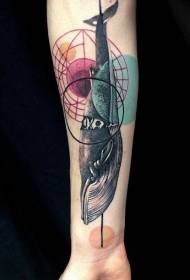 estilo geométrico misterioso colorido padrão de tatuagem de braço de tubarão grande