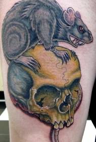 thigh colored Mouse and skull tattoo pattern