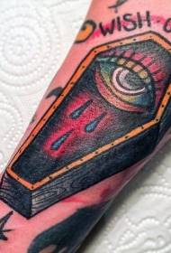 arm colorful mysterious coffin eye letter tattoo pattern