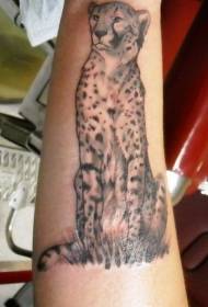 arm cheetah sitting on the grass painted tattoo pattern