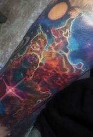 old school colored beautiful space arm tattoo pattern