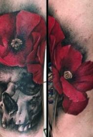 arm beautiful red flowers with tattoo tattoo pattern