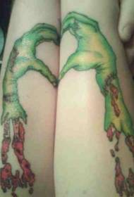 arm green zombie hand bloody tattoo pattern