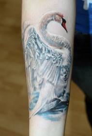 arm realistic beautiful white swan Tattoo pattern
