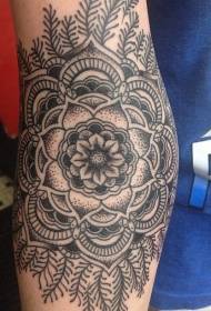 braç patró tatuat de flor de mandala en blanc i negre punt elegant