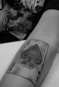 Lengan Spades Poker) Pola tattoo hideung sareng bodas