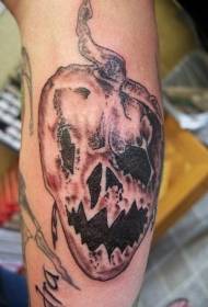 arm horror style cartoon black and white Evil pumpkin tattoo pattern