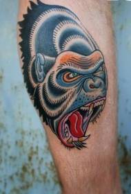 arm colorful gorilla head tattoo pattern