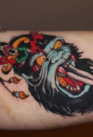 nagy kar félelmetes old school színes gorilla tőr tetoválás minta