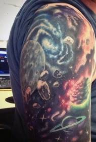 Minunat model de tatuaj braț spațiu pictat planetă