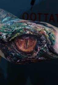 arm colorful realistic animal eye tattoo pattern