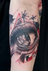 armfargede øyne og trekantlinje tatoveringsmønster