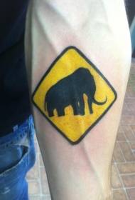 krah në modelin e tatuazhit të shenjës së trafikut të elefantëve