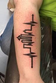 unique design of black ECG combined with architectural tattoo pattern