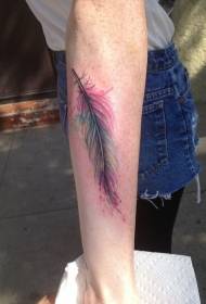 arm very beautiful color small Feather tattoo pattern