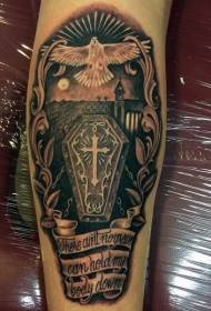 arm gorgeous Coffin letters and eagle tattoo pattern