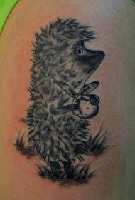 Gwo bèl nwa e blan ti hedgehog modèl tatoo