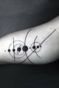 大Arm black solar system planet tattoo pattern