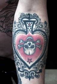 arm design beautiful spades symbol and skull tattoo pattern