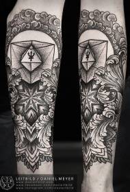 käsivarren pisteen tyyli musta kukka Tattoo-malli geometrisilla hahmoilla