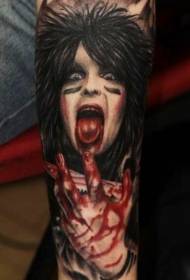 Arm Horror Style Krvavi ludi uzorak tetovaže žene