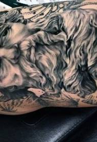 brazo patrón de tatuaxe de avatar de mar en punto branco e negro