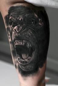 gorgeous black and white realistic angry gorilla arm tattoo pattern