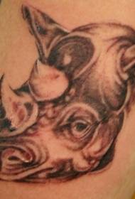black gray rhinoceros tattoo pattern on male arm