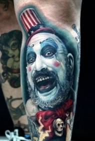 calf horror style evil clown portrait painted tattoo pattern