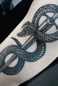 arm black and white snake winding dagger) Personalized Tattoo Pattern