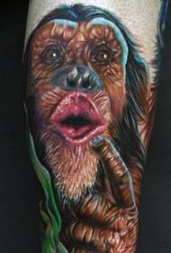 arm cute colored chimpanzee tattoo pattern