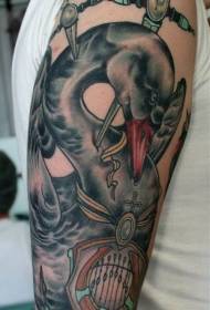 arm black swan and dagger color tattoo pattern