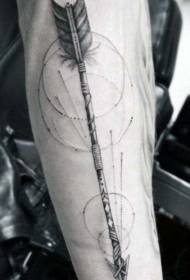 cool black and white arrows and circle arm tattoo pattern