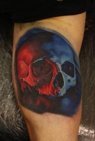 arm Impressive blue and black skull tattoo pattern