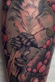 реалістичні барвисті лемур і квітка рука татуювання візерунок