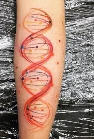 το μπράτσο πολύχρωμο σύμβολο του DNA και το σχέδιο τατουάζ μικρών σημείων