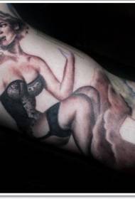 стара училишна рака, гола секси девојка шема на тетоважа