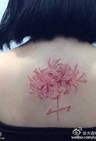 Liña traseira do patrón de tatuaje de flores do outro lado