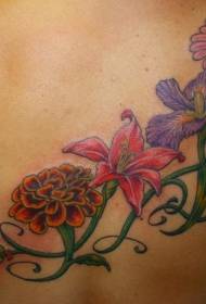 Vines with different flower tattoo patterns
