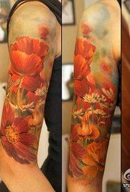 Beautiful and beautiful European and American color floral tattoo pattern